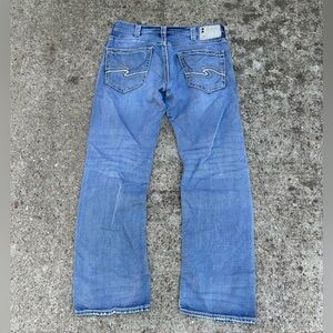 Silver Jeans Men’s Zac 33X30 Jeans Straight Leg Blue Thick Stitch Stretch Joga